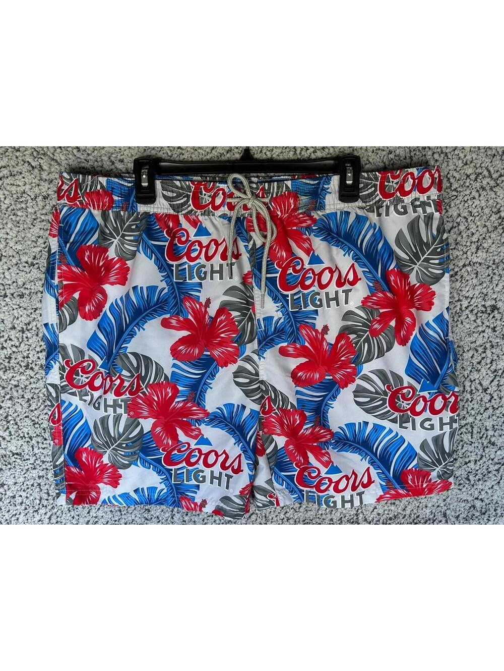 Coors Light Tropical Hawaiian Swim Trunks Men’s 2XL Short Length NWT